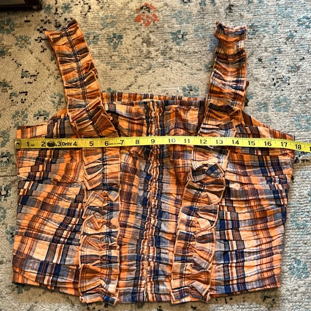 NWT Anthro Ruffled Plaid Corset Sleeveless Top Medium - Picture 10 of 16